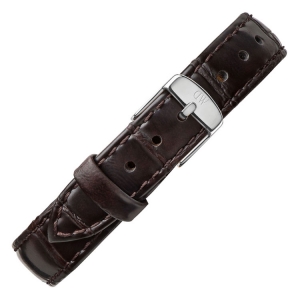 Daniel Wellington 12mm Petite York Dark Brown Leather Watch Strap Stainless Steel Buckle