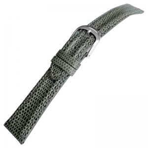 Seiko Watch Strap Lizard Grain Double Ridge Calf Skin Gray