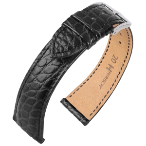 Hirsch Alligatore Watch Strap Premium Alligator Flank Matte Black