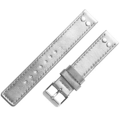 OOZOO Watch Band Silver Leather with Studs