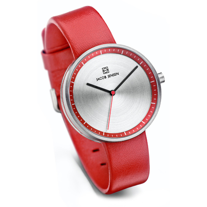 Jacob Jensen Watch Band Strata 283, red leather 16mm
