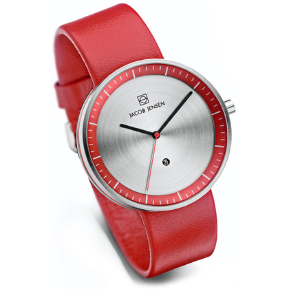 Jacob Jensen Watch Band Strata 273, red leather 20mm