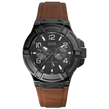 Guess Watch Band W0040G8 Rigor Brown Saddle Leather