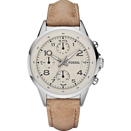 Fossil CH2714 Watch Strap Beige Leather