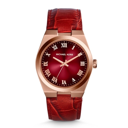 Michael Kors MK2357 Watch Strap Red Leather