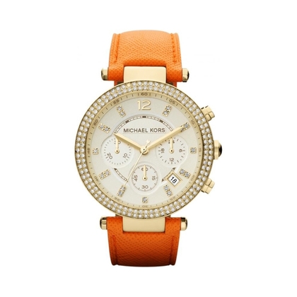 Michael Kors MK2279 Watch Strap Orange Leather