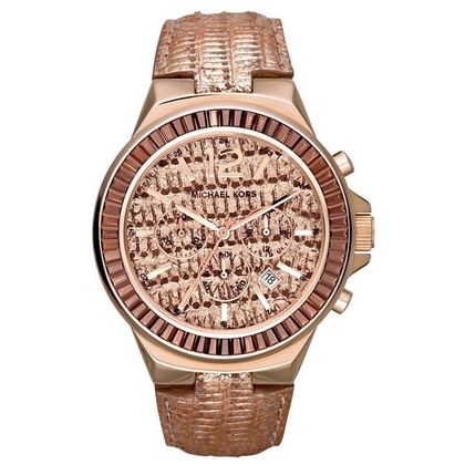 Michael Kors MK2305 Watch Strap Rose Gold Coloured Leather