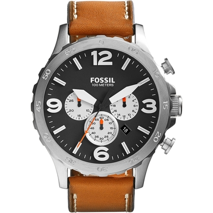 Fossil JR1486 Watch Strap Brown Leather