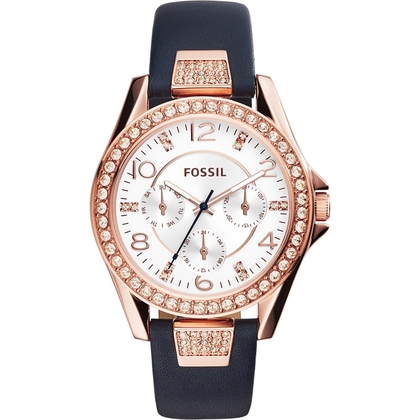 Fossil ES3887 Watch Strap Blue Leather
