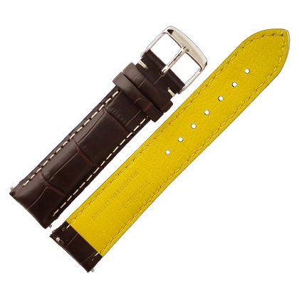 Fromanteel Alligatorgrain Watch Band Dark Brown White Stitching