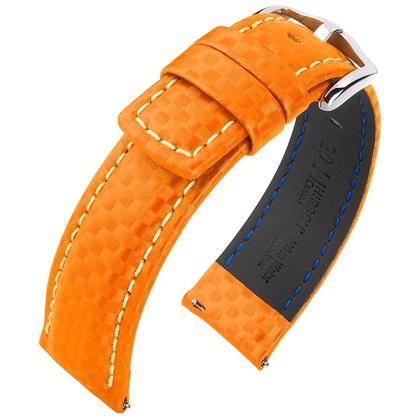 Hirsch Carbon Watch Band 100 m Water-Resistant Orange