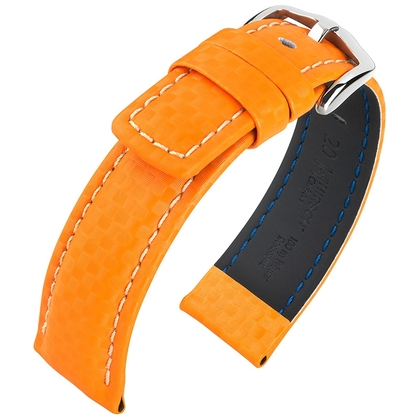 Hirsch Carbon Watch Band 100 m Water-Resistant Orange
