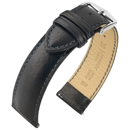 Hirsch Merino Artisan Watch Band Nappa Leather Black
