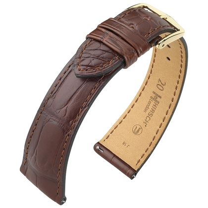 Hirsch London Watch Strap Alligator Skin Matte Brown