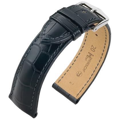 Hirsch Earl Louisiana Alligator Skin Watch Band Semi-Matte Black