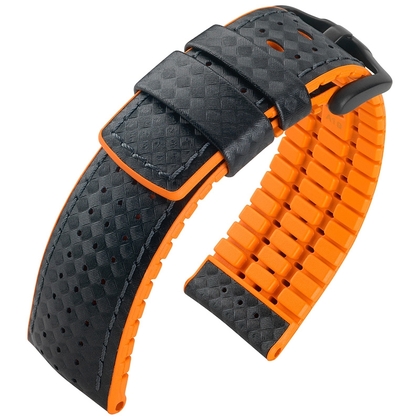 Hirsch Ayrton Performance Collection Black/Orange Leather/Rubber 300m WR