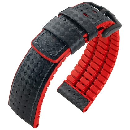 Hirsch Ayrton Performance Collection Black/Red Leather/Rubber 300m WR