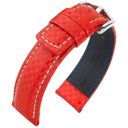 Hirsch Carbon Watch Band 100 m Water-Resistant Red