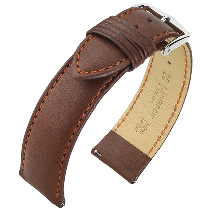 Hirsch Merino Artisan Watch Band Nappa Leather Brown