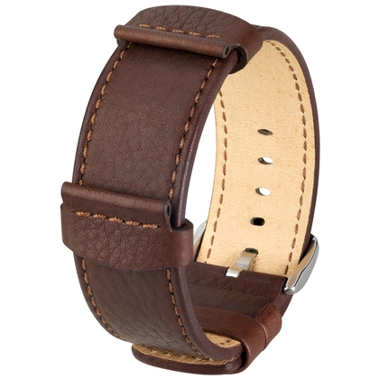 Hirsch Rebel Watch Band Saddle Leather NATO Style Brown