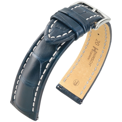 Hirsch Capitano Louisiana Alligator Watch Strap Semi-Matte Dark Blue