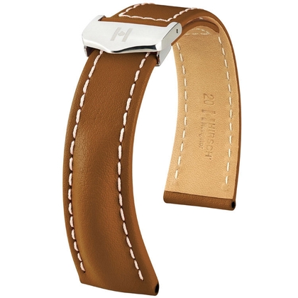 Hirsch Navigator Watch Strap for Breitling Folding Clasp Italian Calf Skin Golden Brown