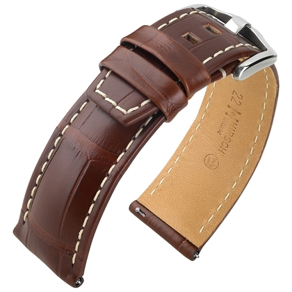 Hirsch Tritone Watch Strap Louisiana Alligator Skin Semi-Matte Brown