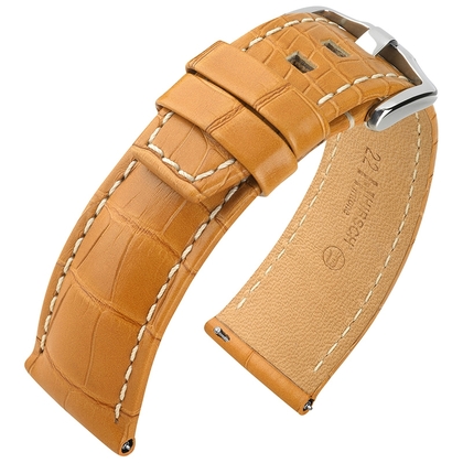 Hirsch Tritone Watch Strap Louisiana Alligator Skin Semi-Matte Honey