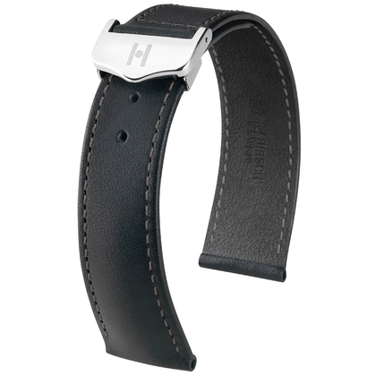 Hirsch Voyager Watch Strap for Omega Folding Clasp Italian Calf Skin Black