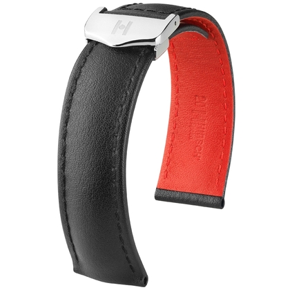 Hirsch Speed Watch Strap for TAG Heuer Folding Clasp Calf Skin Black