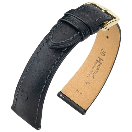 Hirsch Massai Watch Strap Ostrich Skin Black