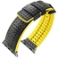 Apple Watch Strap Hirsch Ayrton Black Leather/Yellow Rubber