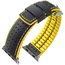 Apple Watch Strap Hirsch Robby Black Leather Yellow Rubber