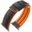 Apple Watch Strap Hirsch Robby Black Leather Orange Rubber