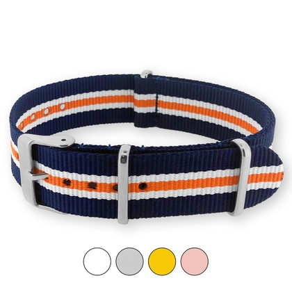 Heritage Blue White Orange NATO G10 Military Nylon Strap - SS/MATTE