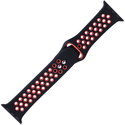 Apple Watch Sport Watch Strap Black and Red Silicone Rubber