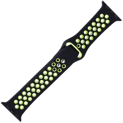 Apple Watch Sport Watch Strap Black and Green Silicone Rubber