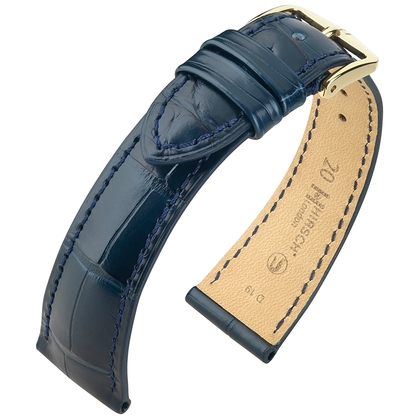 Hirsch London Watch Strap Alligator Skin Matte Blue