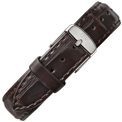 Daniel Wellington 18mm Classic Lady York Dark Brown Crocograin Leather Watch Strap Stainless Steel Buckle