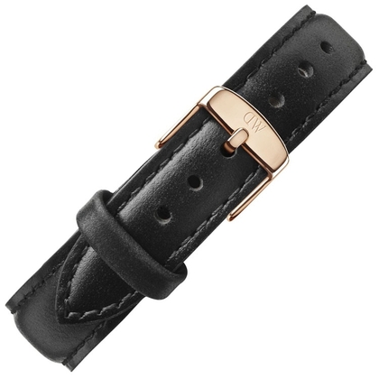 Daniel Wellington 17mm Classy Sheffield Black Leather Watch Strap Rosegold Buckle