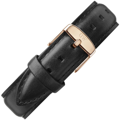 Daniel Wellington 20mm Classic Sheffield Black Leather Watch Strap Rosegold Buckle