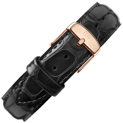 Daniel Wellington 19mm Dapper Reading Black Leather Watch Strap Rosegold Buckle