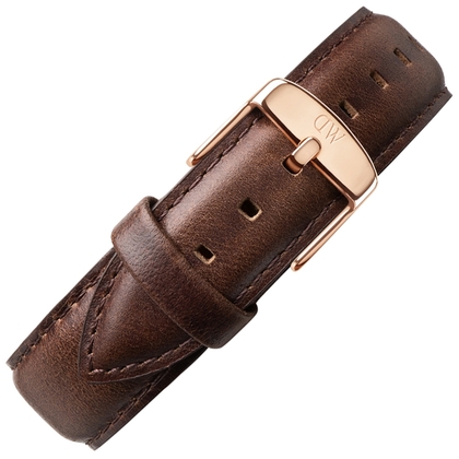 Daniel Wellington 19mm Dapper Bristol Dark Brown Leather Watch Strap Rosegold Buckle