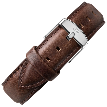 Daniel Wellington 17mm Dapper Bristol Dark Brown Leather Watch Strap Stainless Steel Buckle