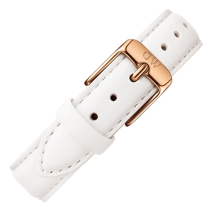 Daniel Wellington 14mm Petite Bondi White Leather Watch Strap Rosegold Buckle