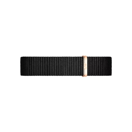 Daniel Wellington 12mm Petite Cornwall Black Nato Watch Strap Rosegold Buckle