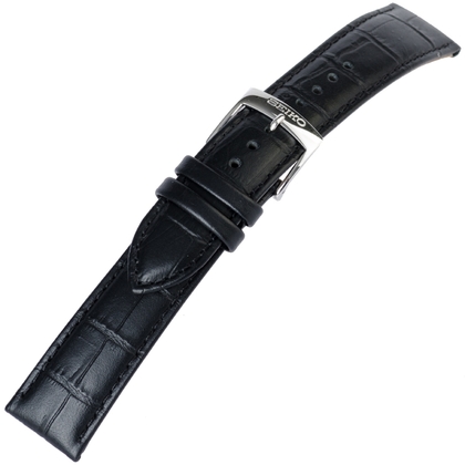 Seiko Watch Strap Alligator Grain Calf Skin Black