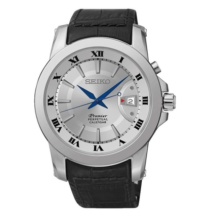 Seiko Premier Watch Strap SNQ143P1 Black Leather