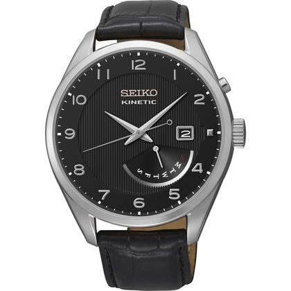 Seiko Kinetic Watch Strap SRN051P1 Black Leather