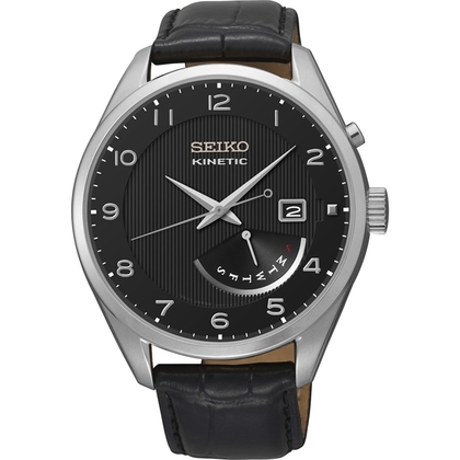 Seiko Kinetic Watch Strap SRN051P1Black Leather